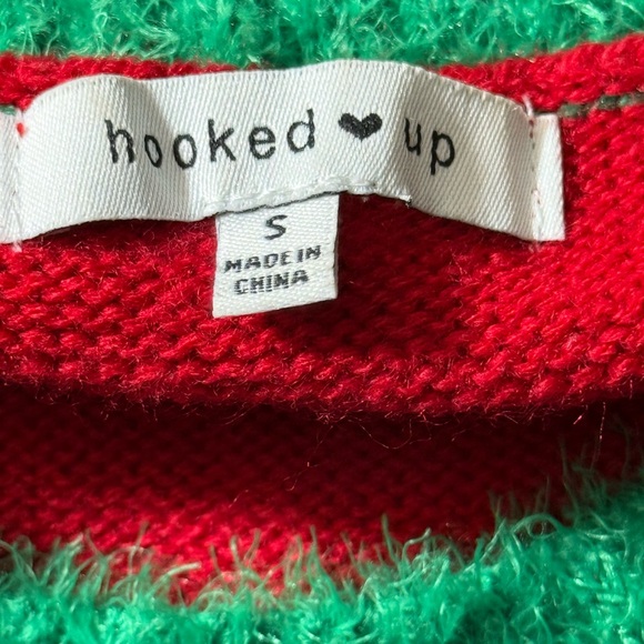 Hooked Up Ugly Christmas Sweater Red with Llama Design POM POM & jingle bells - Picture 11 of 13